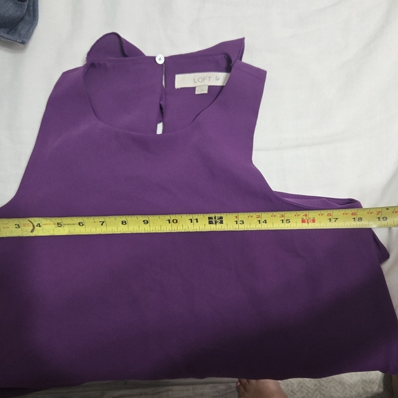 LOFT Shift Dress Sz Small Purple Sleeveless Ruffle Back - Picture 6 of 8